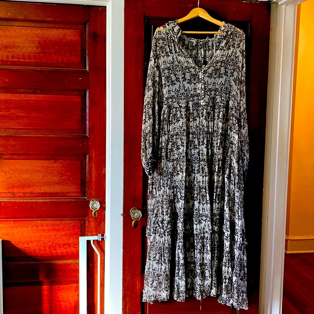 Anthropologie black and white maxi dress